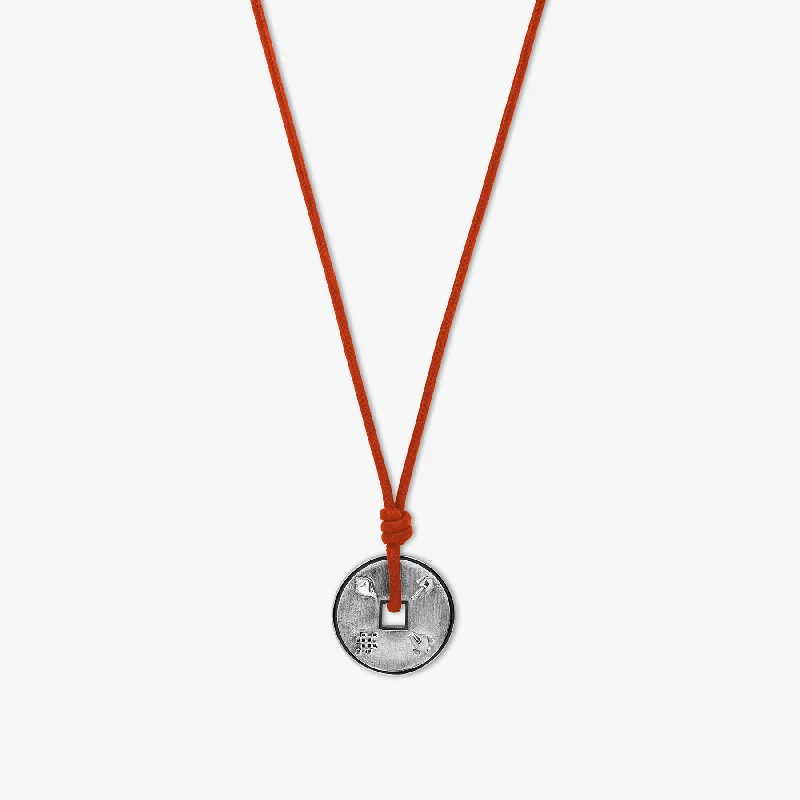 moon and star necklace for women -Lhasa Auspicious Coin Cord Necklace In Red