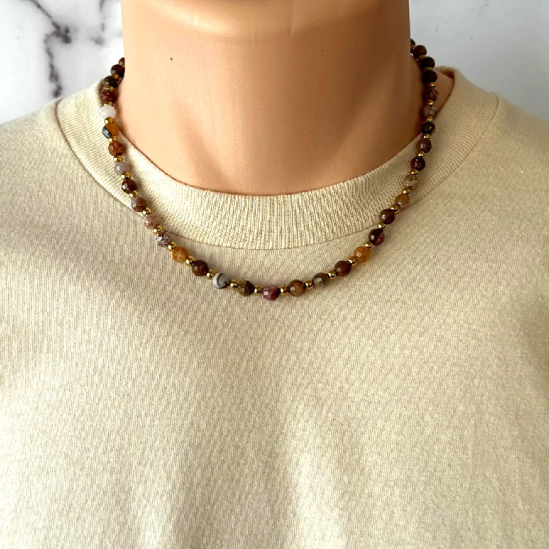 butterfly pendant necklace for girlsMens Aqua Nueva Agate and Gold Beaded Necklace