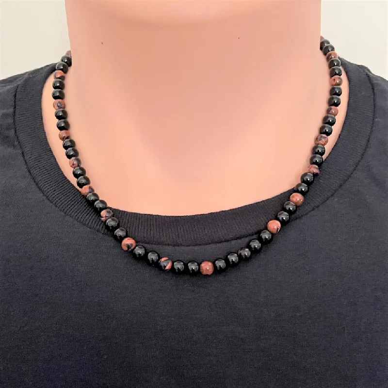 butterfly pendant necklace for girlsMens Black Onyx and Goldstone Beaded Necklace