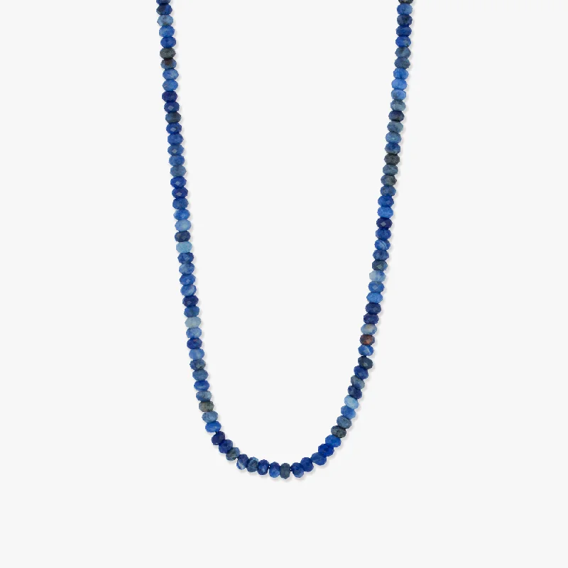 cubic zirconia necklace for women -Nodo Beaded Necklace in Rhodium Silver with Blue Sodalite