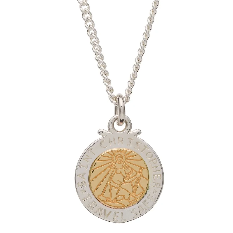 graduation necklace for girls -Personalised St Christopher Necklace - Silver & Solid Gold