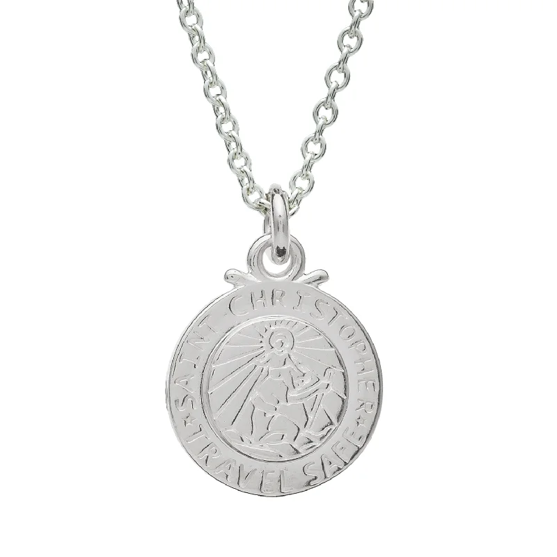 layered necklace set for women -Personalised St Christopher Silver Necklace