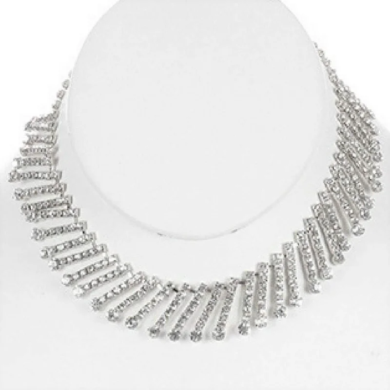 minimalist initial necklace for women -Rhinestone Fringe Choker