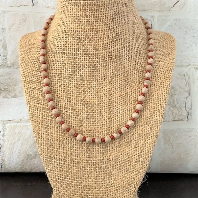 adjustable necklace for women -Sand Stone Agate and Toho Mens Beaded Necklace