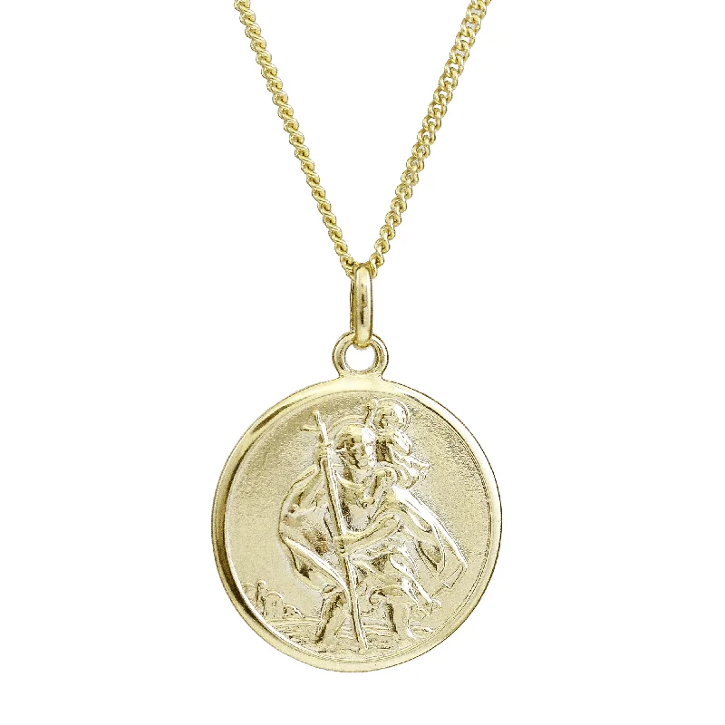 dainty necklace for layering -Solid 9ct Gold St Christopher Pendant