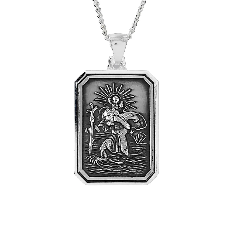 gold locket necklace for women -St Christopher Dog Tag Personalised Silver Necklace