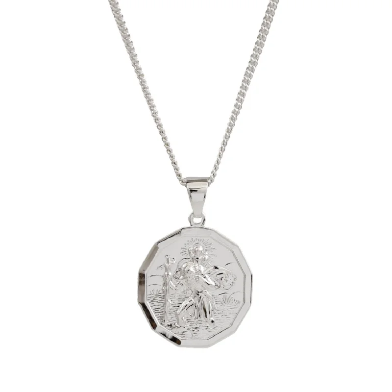 zodiac constellation necklace -St Christopher Large Dodecagon Necklace (Cast Sterling Silver)