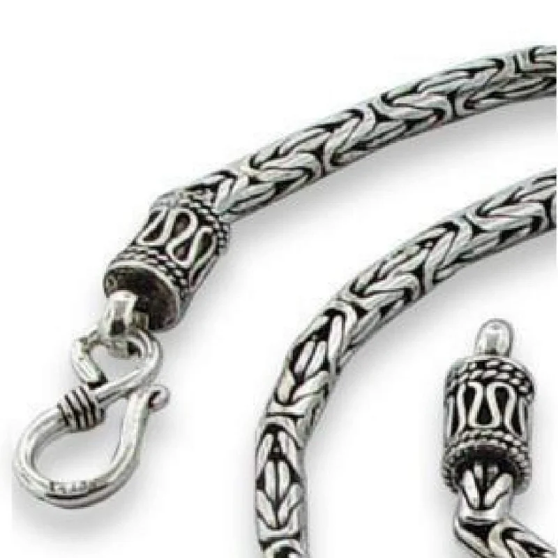 vintage necklace for women -Sterling Silver Byzantine Chain Necklace