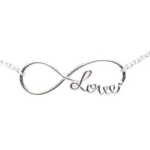 pearl necklace for brides -Sterling Silver Infinity Love Necklace