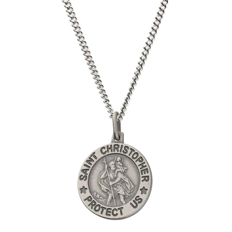 dainty necklace for layering -Vintage Style Personalised 'Protect Us' St Christopher Necklace