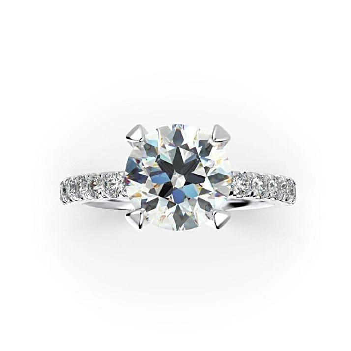 platinum engagement ring for women -Round Diamond Engagement Ring with Side Stones 18K White Gold (0.28 ct. tw.)