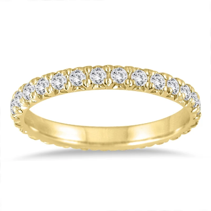 simple silver ring for men -1 1/2 Carat TW Shared Prong Diamond Eternity Band in 10K Yellow Gold