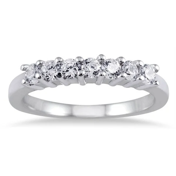 infinity ring for couples -1/2 Carat TW Seven Stone Diamond Wedding Band in 10K White Gold