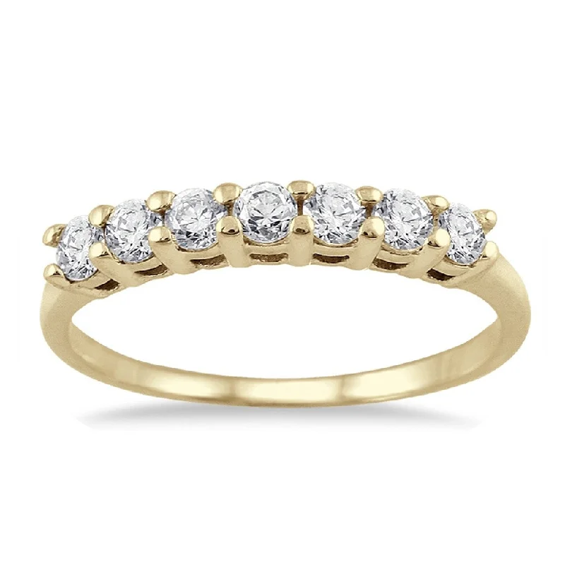 wedding band with diamonds for women -1/2 Carat TW Seven Stone Diamond Wedding Band in 10K Yellow Gold