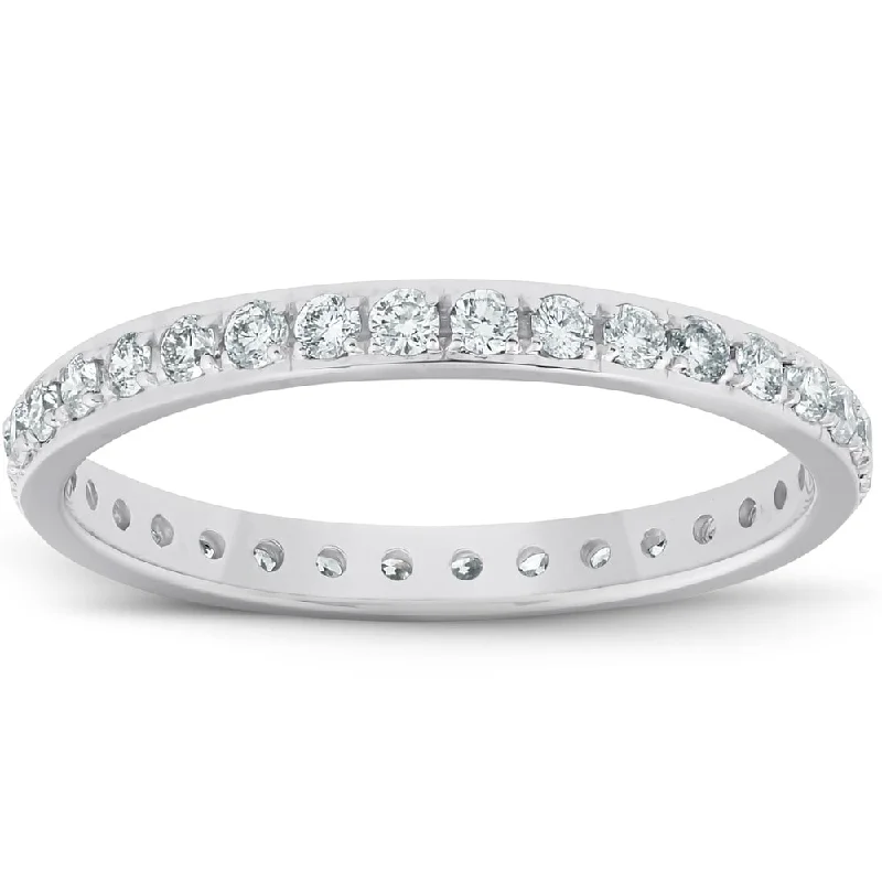 bold statement ring for women -1/2ct Lab Grown Created Diamond Wedding Ring Womens Eternity Band 10k White Gold