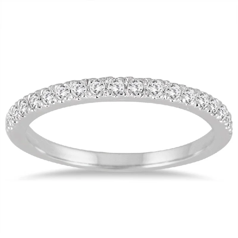 engraved promise ring for women -1/3 Carat TW Diamond Wedding Band in 14K White Gold