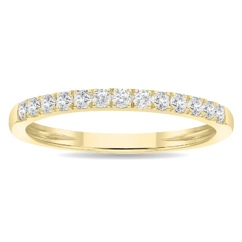 vintage wedding band for men -1/4 Carat TW 2MM Round Diamond Wedding Band in 10K Yellow Gold