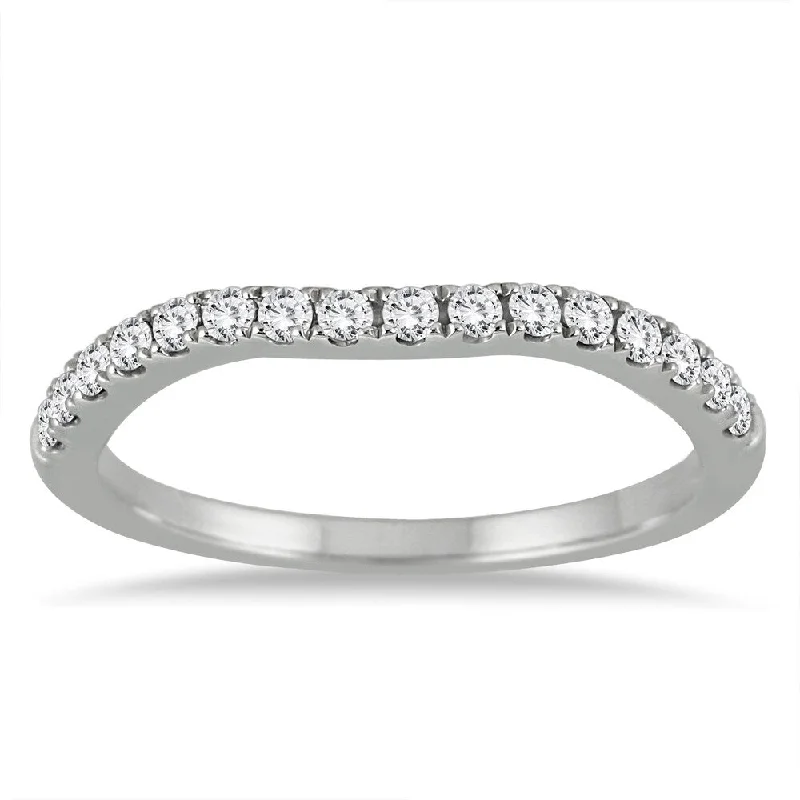 eternity band for women -1/5 Carat TW Diamond Curved Wedding Band in 14K White Gold