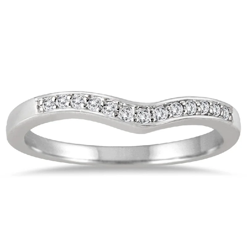 matching couple rings for anniversary -1/6 Carat TW Diamond Wedding Band in 10K White Gold