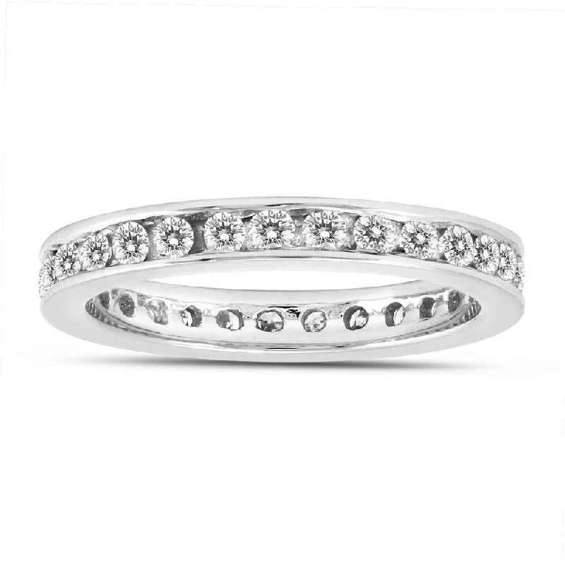 trendy ring for teenage girls -1 Carat TW Channel Set Eternity Diamond Band in 10K White Gold