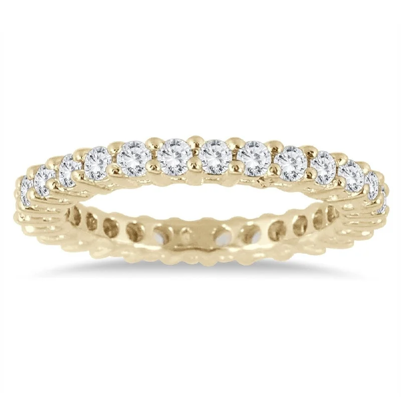 silver promise ring for couples -1 Carat TW Diamond Eternity Band in 14K Yellow Gold