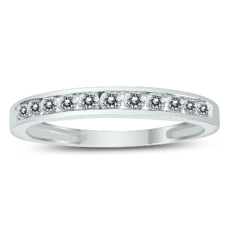 diamond wedding band for men -10k White Gold 1/2ct TDW Diamond Channel Set Band