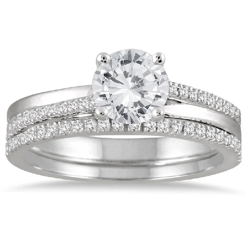 promise ring for girlfriend -14k White Gold 1 1/4ct TDW Diamond Bridal Set