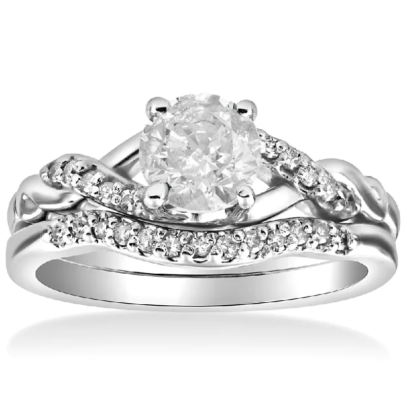 opal ring for women -14k White Gold 5/8ct TDW Diamond Bridal Set