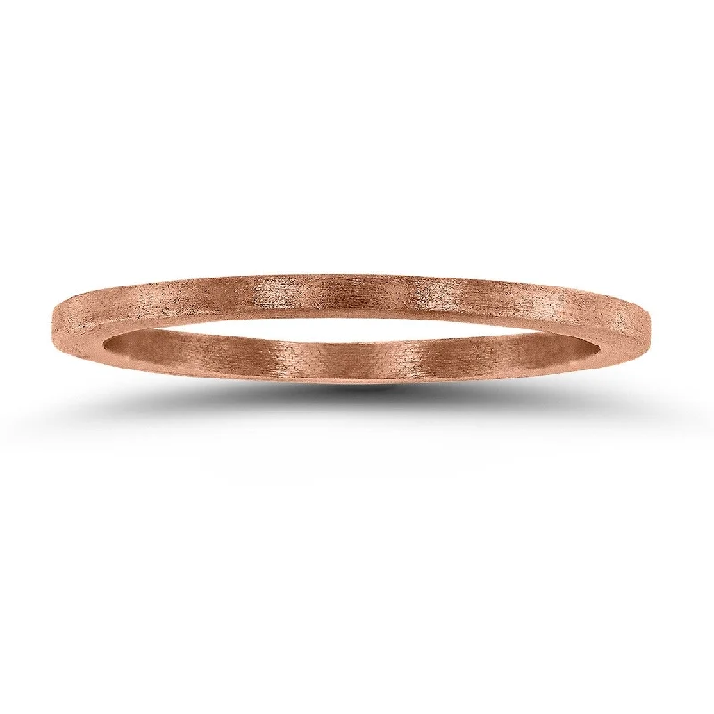 celestial ring for women -1MM Thin Matte Finish Band in 14K Rose Gold