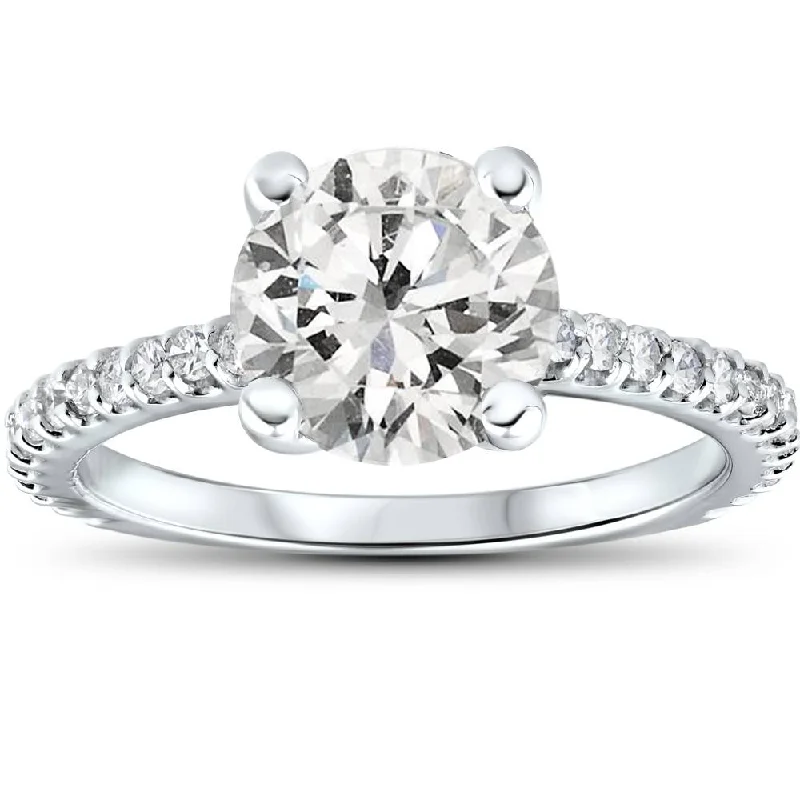 cubic zirconia ring for women -2.30CT Diamond (2.00ct center) Engagement Ring 14K White Gold