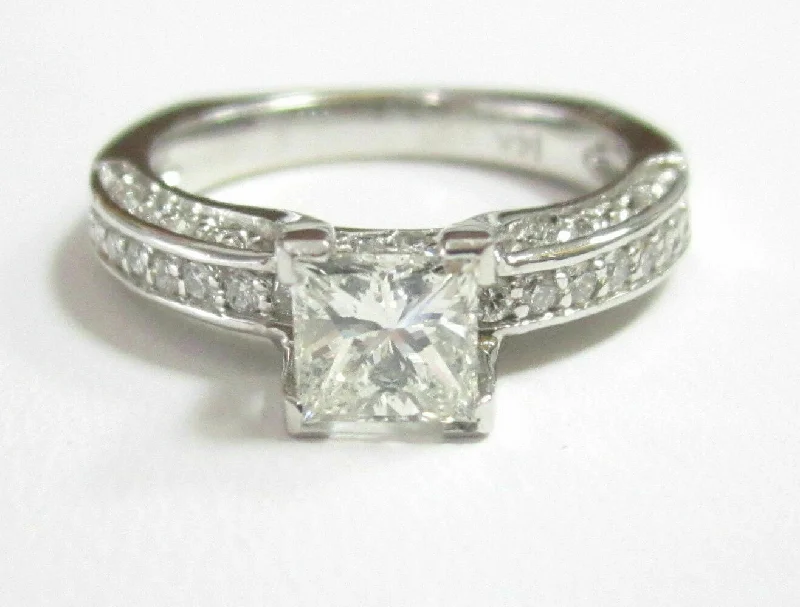 crystal ring for women -2.32 TCW Princess Cut Diamond Engagement Ring Size 6.75 H SI2 14k White Gold