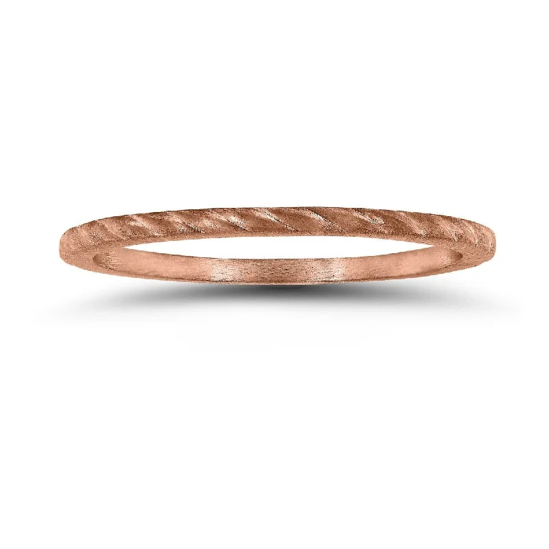 men’s leather ring -2MM Ridged Wedding Band in 14K Yellow Gold