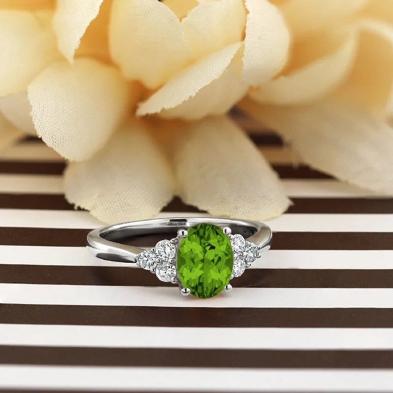 custom fingerprint ring for couples -Auriya 1 1/10ct Oval Peridot and Diamond Engagement Ring 1/4ctw 14k Gold