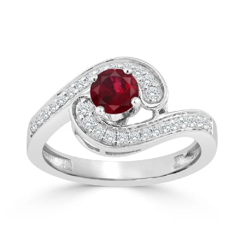 zodiac sign ring for women -Auriya 14K Gold 1/2ct Ruby and 1/4ct TDW Diamond Engagement Ring (H-I, SI1-SI2) - Red