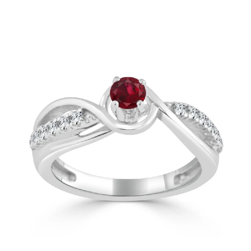 delicate gold ring for layering -Auriya 14k Gold 1/4ct Ruby and 1/5ct TDW Round Diamond Engagement Ring