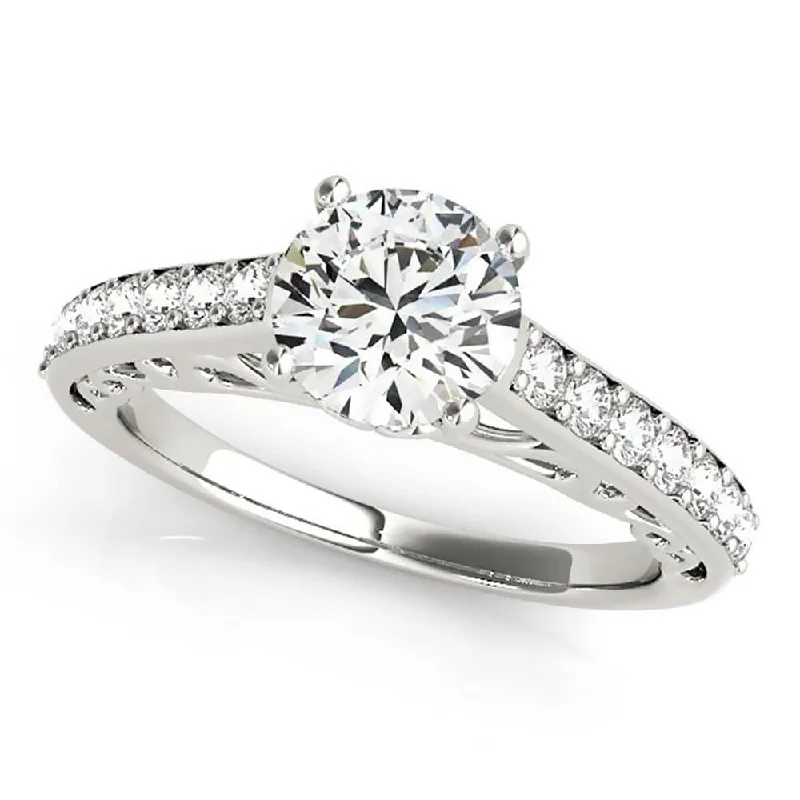 heart shaped ring for women -Auriya 14k Gold 1ct Round Brilliant Moissanite and 1/3ctw Diamond Engagement Ring