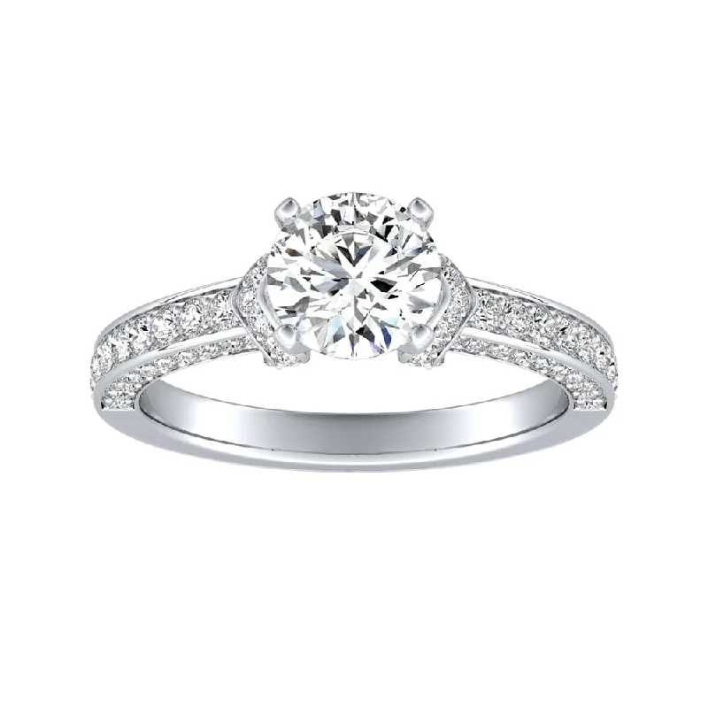 geometric ring for women -Auriya 14k Gold Round 2 1/2ct Moissanite and 3/8ct TDW Diamond Engagement Ring