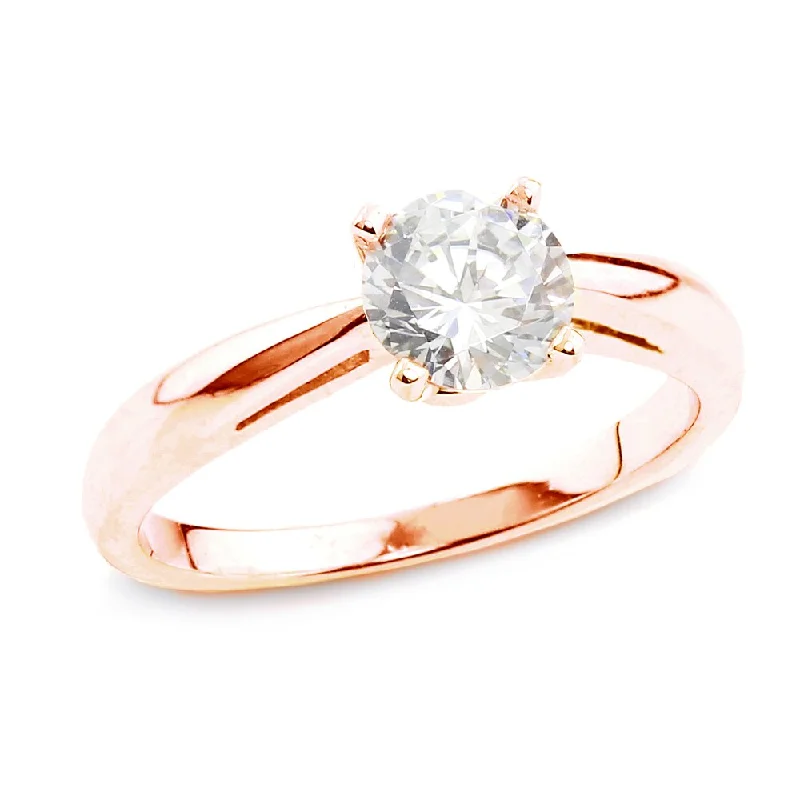 custom birthstone ring for moms -Auriya 14k Rose Gold 1/2 carat TW Round Solitaire Diamond Engagement Ring