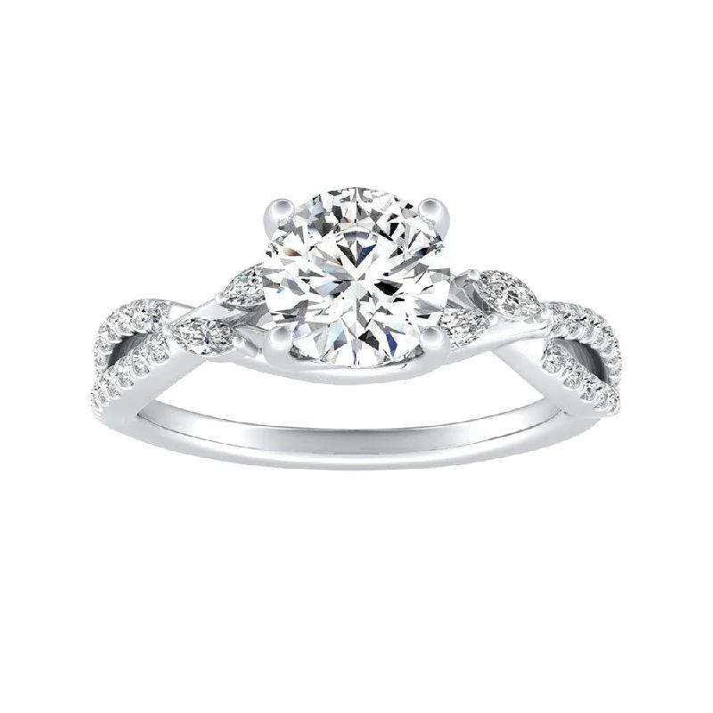 initial ring for women -Auriya Infinity Round 3/4ct Moissanite and 1/8ctw Diamond Engagement Ring 14K Gold