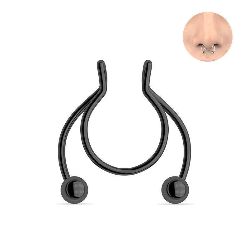 adjustable ring for women -Black Fake Septum Nose Clip - S694