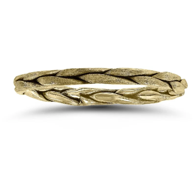 rose gold ring for women -Braided Wedding Band in 14K Yellow Gold