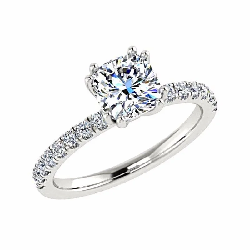 luxury platinum ring for men -Cushion Diamond Double Prong Setting 18K Gold (0.22 ct.tw.)