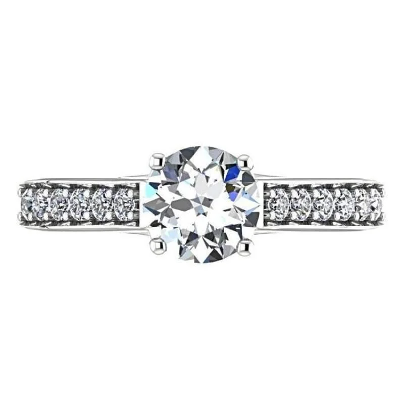 diamond engagement ring for women -Round cut diamond engagement ring