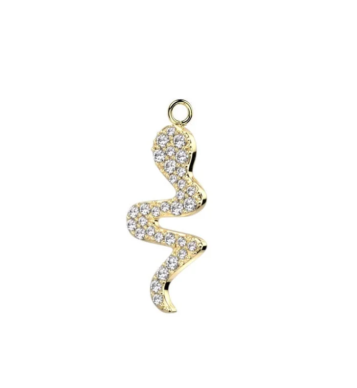 personalized name ring for women -Gold Jewelled Snake Dangle Charm for Hinged Ring - CHARM31A