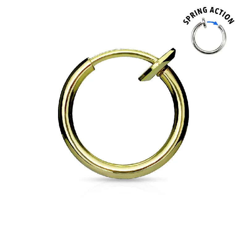 bohemian style ring for women -Gold Titanium Spring-Action Fake Septum/Nose/Ear Hoop - S679