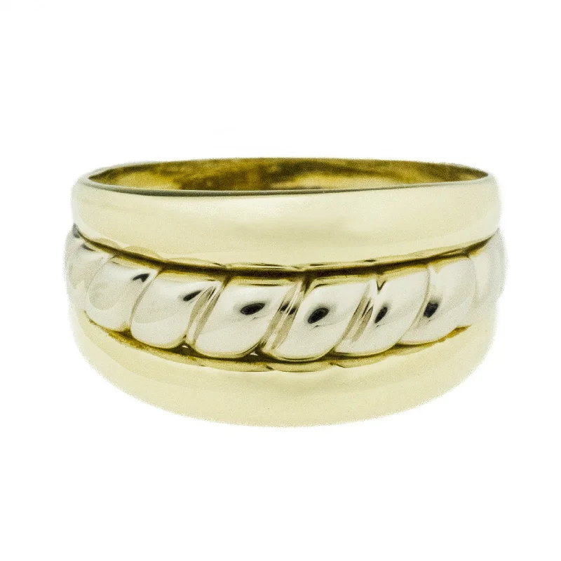 trendy ring for teenage girls -Gold Twist Ring in 14K Two Tone Gold - Size 8