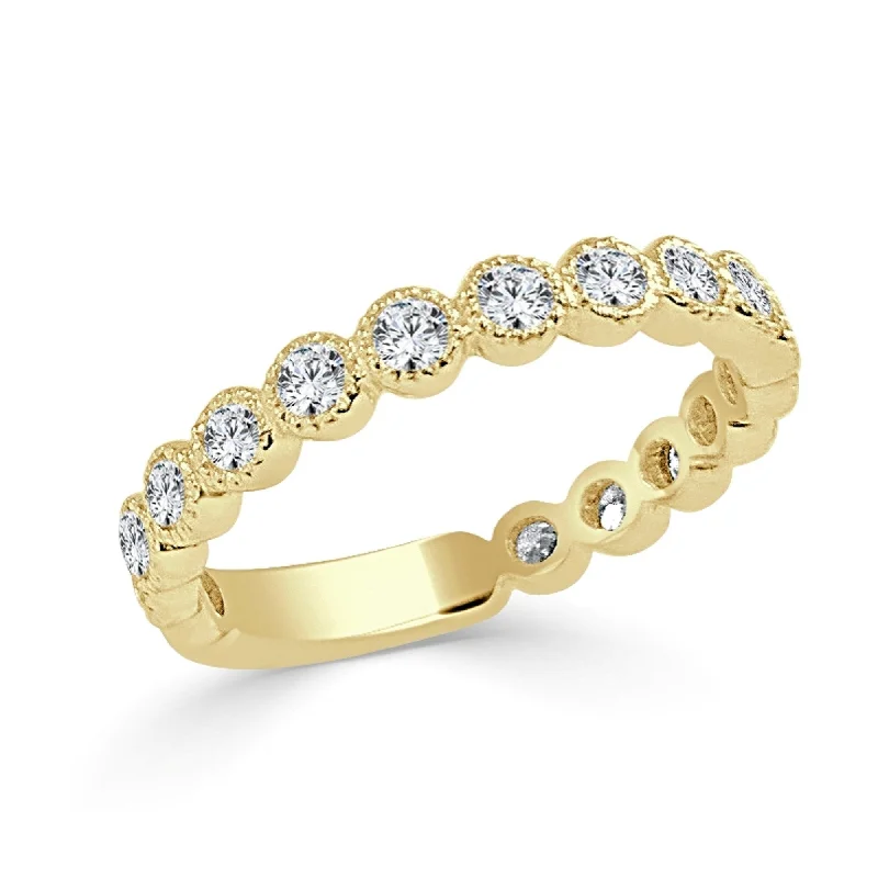 minimalist gold ring for everyday wear -Joelle Diamond Bezel Stackable Band Ring 14k Gold 3/4 ct. TDW