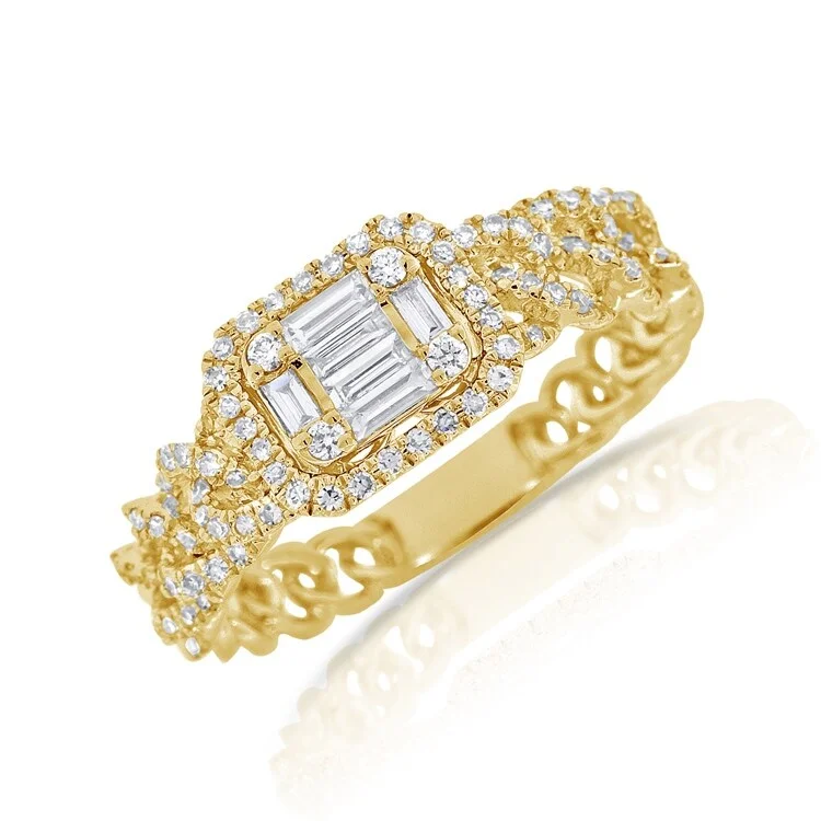 three stone engagement ring -Joelle Diamond Link Ring 14K Yellow Gold for Her 1/2 Cttw. Ring Size 5.5