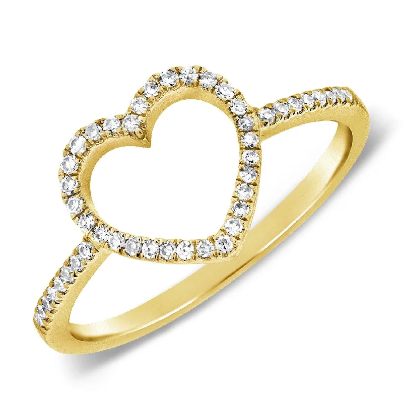 custom fingerprint ring for couples -Joelle Diamond Pave 1/7 ct. t.w. Open Heart Ring 14k Gold