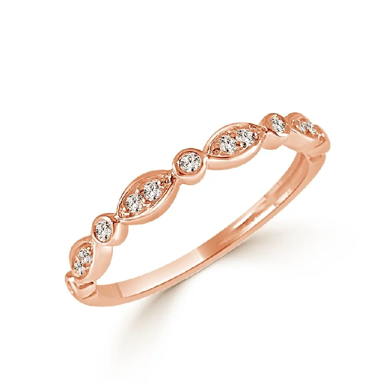 statement cocktail ring for women -Joelle Diamond Ring 14k Rose Gold 3/4 Way Around Band 1/10 ct TDW